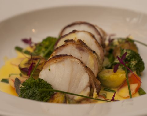 Parma Wrapped Monkfish with Crispy New Potatoes & Kale